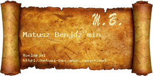 Matusz Benjámin névjegykártya